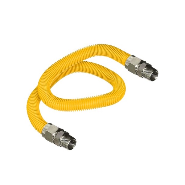 Flextron Gas Line Hose 1/2'' O.D.x36'' Len 1/2" MIP Fittings Yellow Coated Stainless Steel Flexible Connector FTGC-YC38-36A - main